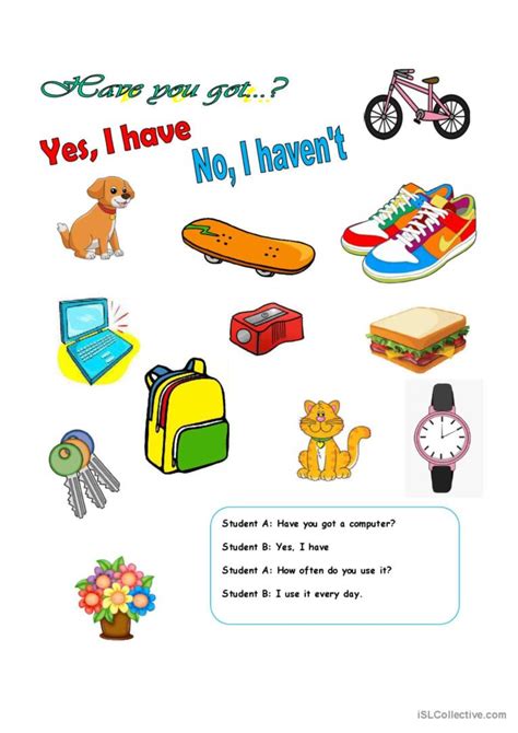 HAVE YOU GOT....?: English ESL worksheets pdf & doc