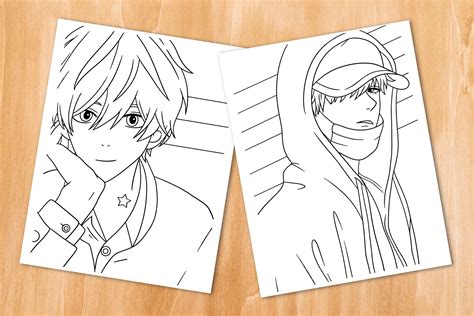 Manga Anime Boy Coloring Pages Graphic by MyLittleDoodles · Creative ...