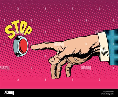The red stop button hand presses Stock Vector Image & Art - Alamy