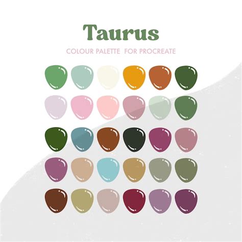 Taurus Zodiac Procreate Palette, 30 HEX Color Codes, Instant Digital Download, IPad Pro Art ...