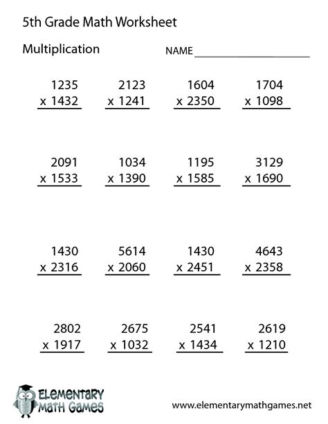 5th Grade Division And Multiplication Worksheets - Free Printable