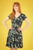 60s Stacy Floral Swing Dress in Black