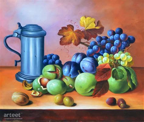 Blue Grapes and Green Peaches | Art Paintings for Sale, Online Gallery