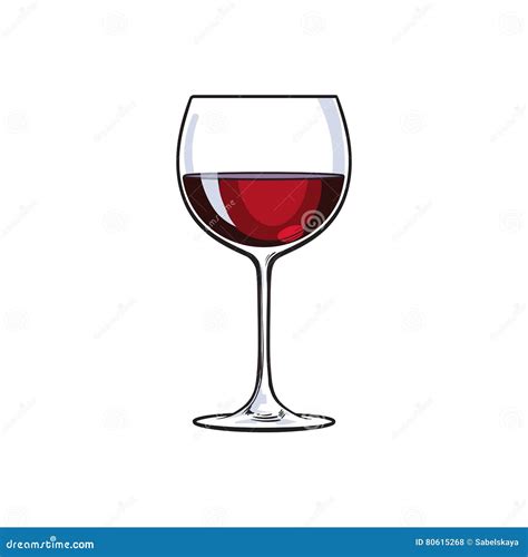 Red Wine Glass, Sketch Vector Illustration Isolated on White Background Stock Vector ...