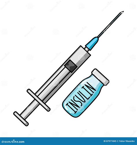 The Syringe And Bottle Of Insulin.Medicines For The Treatment Of Diabetes.Diabetes Single Icon ...