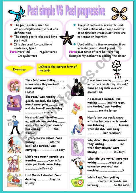 the past simple vs the past progressive - ESL worksheet by ben 10