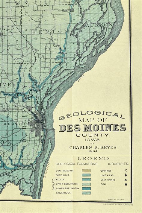 Des Moines County Iowa Map Antique Original Map West | Etsy