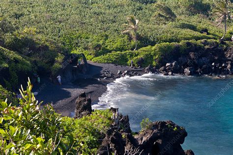 Black Sand Beach at Waianapanapa State Park - Stock Image - C031/7151 - Science Photo Library