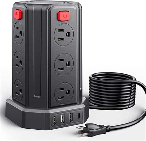 Smallrt 12-Outlet 4-USB Power Strip Surge Protector Tower for $16 - ZYC05