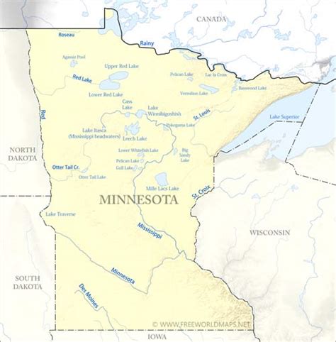 Physical map of Minnesota