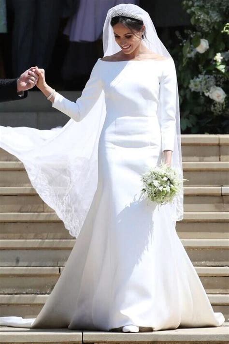 Meghan Markle Wedding Dress with 3/4 Sleeves White Dresses – loveangeldress