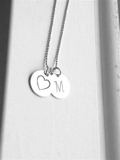 M Monogram Necklace Initial Necklace Heart Necklace Letter