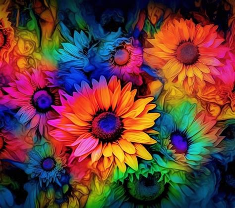 Premium Photo | A colorful flower wallpaper with a rainbow background ...