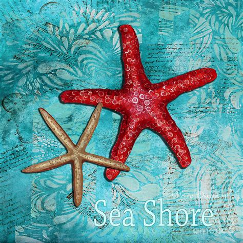 Sea Shore Original Coastal Painting Colorful Starfish Art by Megan ...