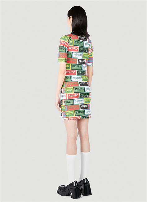 Kenzo - Label Bodycon Midi Dress in Green Kenzo