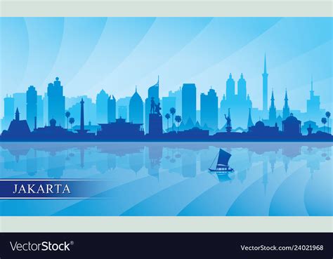 Jakarta city skyline silhouette background Vector Image