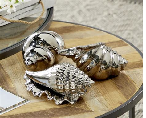 SILVER CERAMIC SHELL SCULPTURE - Silkwood Living