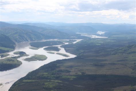 Klondike River from about 2000ft, near Dawson City, Yukon Territory ...