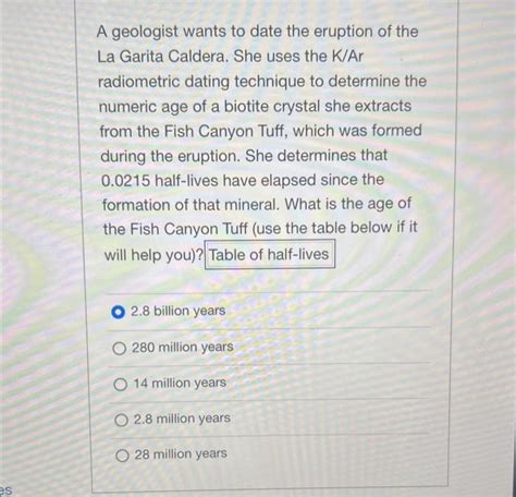 Solved A geologist wants to date the eruption of the La | Chegg.com