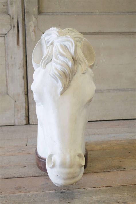 Large Carved Marble Horse Head on Wooden Base For Sale at 1stDibs ...