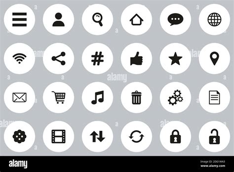 Toolbar & Menu Icons Black & White Flat Design Circle Set Big Stock ...