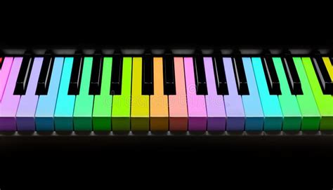 Rainbow Piano Keyboard, Isolated on Black Stock Photo - Image of black ...