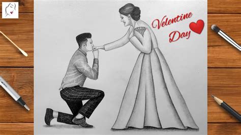 How to draw a Valentine Couple Drawing step by step / Pencil Sketch ...