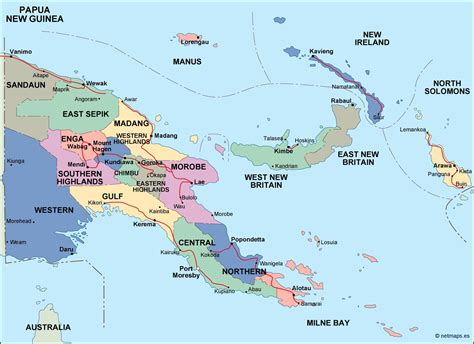 papua new guinea political map. Eps Illustrator Map