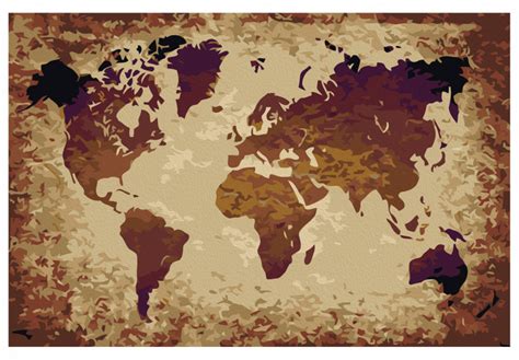 Paint by numbers for adults World Map (Brown Colours) - Painting Kits for Adults - Painting Kits