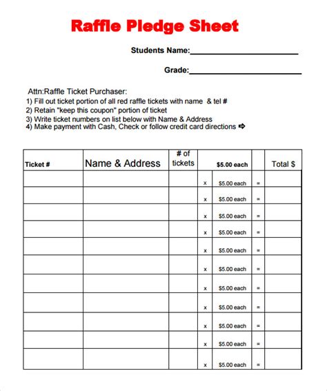 FREE 10+ Sample Raffle Sheet Templates in PDF | MS Word | Excel | Pages