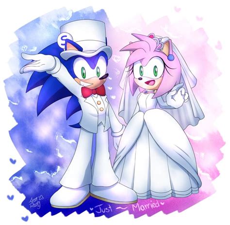 two cartoon characters dressed up in wedding attire, one is holding the other's hand