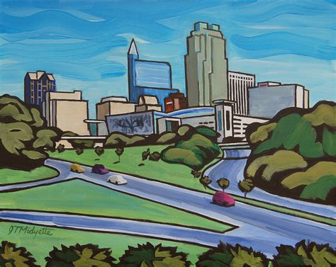 Raleigh NC Skyline Whimsical Painting. Downtown Raleigh - Etsy