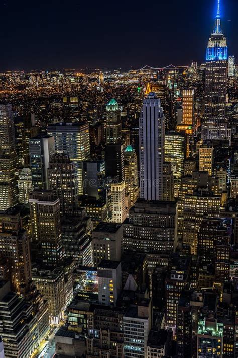 Downtown Night View Seen from the Top of the Rock Rockefeller Center ...