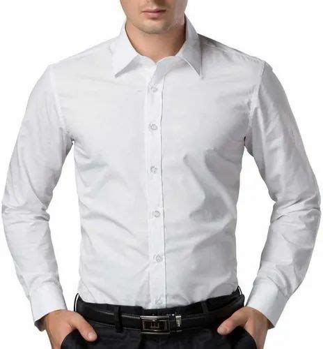 Cotton Blanded Plain Formal White Shirt for Men at best price in Agra | ID: 20945484591