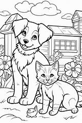 Dog And Cat Color Sheets Free & Printable sketch template