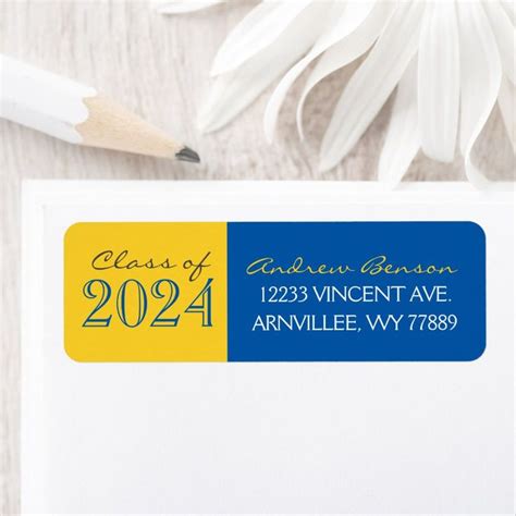 Blue and Gold Graduation Return Address Labels | Zazzle in 2024 | Blue graduation, Return ...