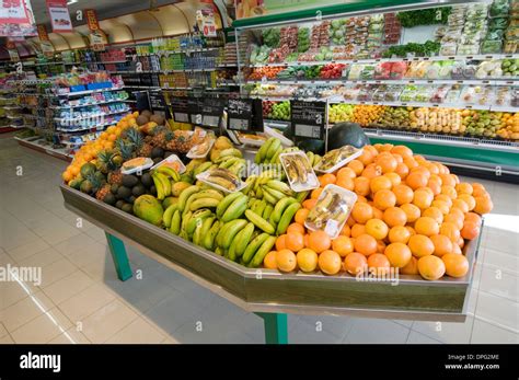 fresh fruit and vegetable in supermarket food foods fruits veg Stock Photo: 65506910 - Alamy