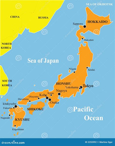 Japan map illustration. stock vector. Illustration of shikoku - 2255992