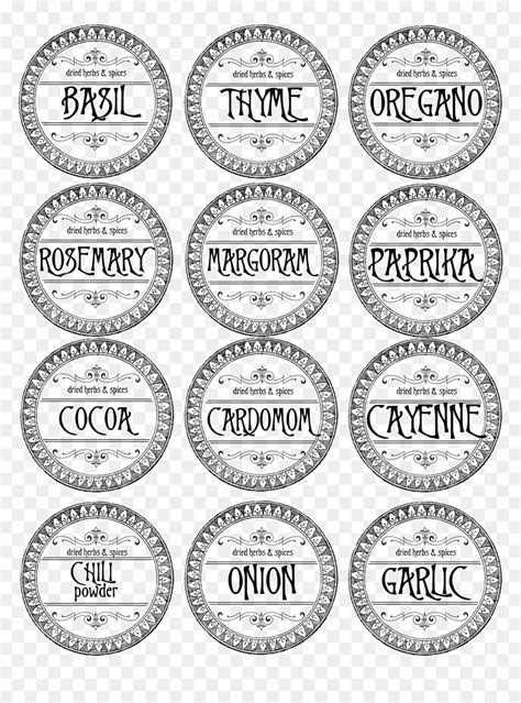 Printable Herb And Spice Jar Labels, HD Png Download - vhv