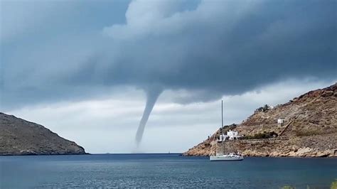 Huge Water Tornado Appeared At Greek Beach - YouTube