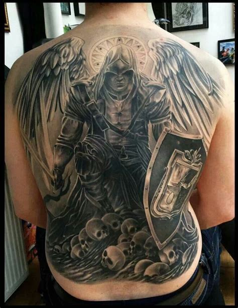 Arcangel | Angel back tattoo, Warrior tattoos, Angel tattoo men