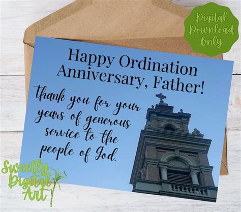 Priest Ordination Anniversary Day Card Instant Download Thank You ...