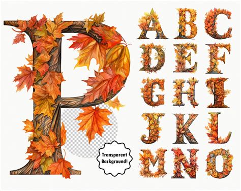 Autumn Alphabet Clip Art Autumn Lettering Autumn Letters PNG Autumn Font Autumn Typography Fall ...