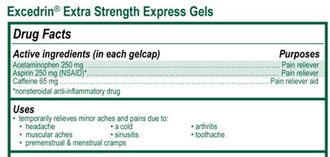 EXCEDRIN Tablets , Indication, Composition, Dosage, Interactions and ...