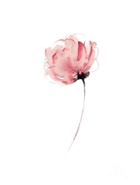 Pink flower watercolor art print painting Painting by Joanna Szmerdt - Pixels