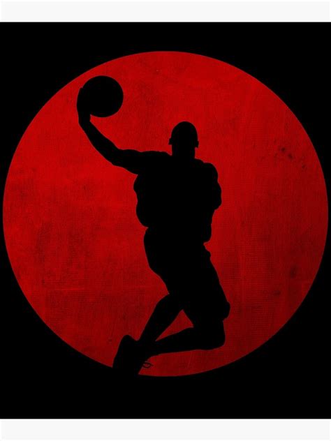 "Michael Jordan Dunk Silhouette, Red Circle Vintage" Art Print for Sale ...