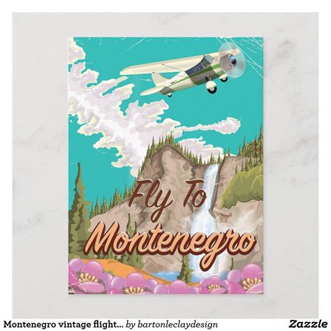 Montenegro vintage flight travel poster postcard | Zazzle | Vintage travel posters, Travel ...