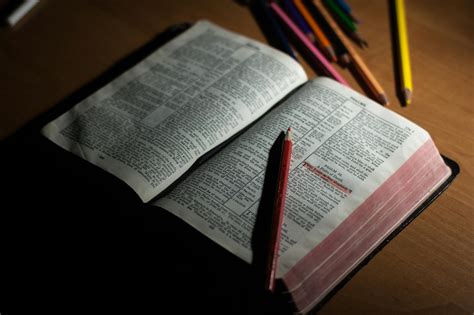 Pink Pencil on Open Bible Page and Pink · Free Stock Photo