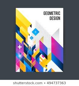 Poster/cover design template with shiny geometric shapes on white ...