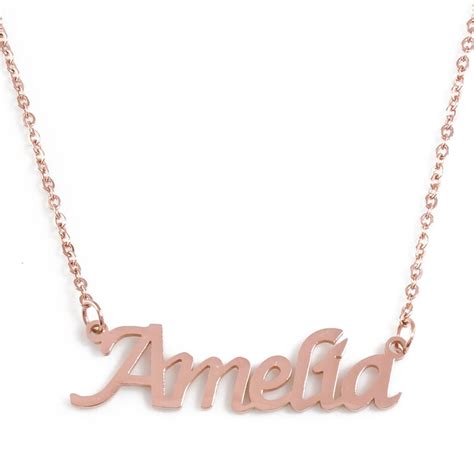 AMELIA Rose Gold Personalized Name Necklace Free Gift Box - Etsy